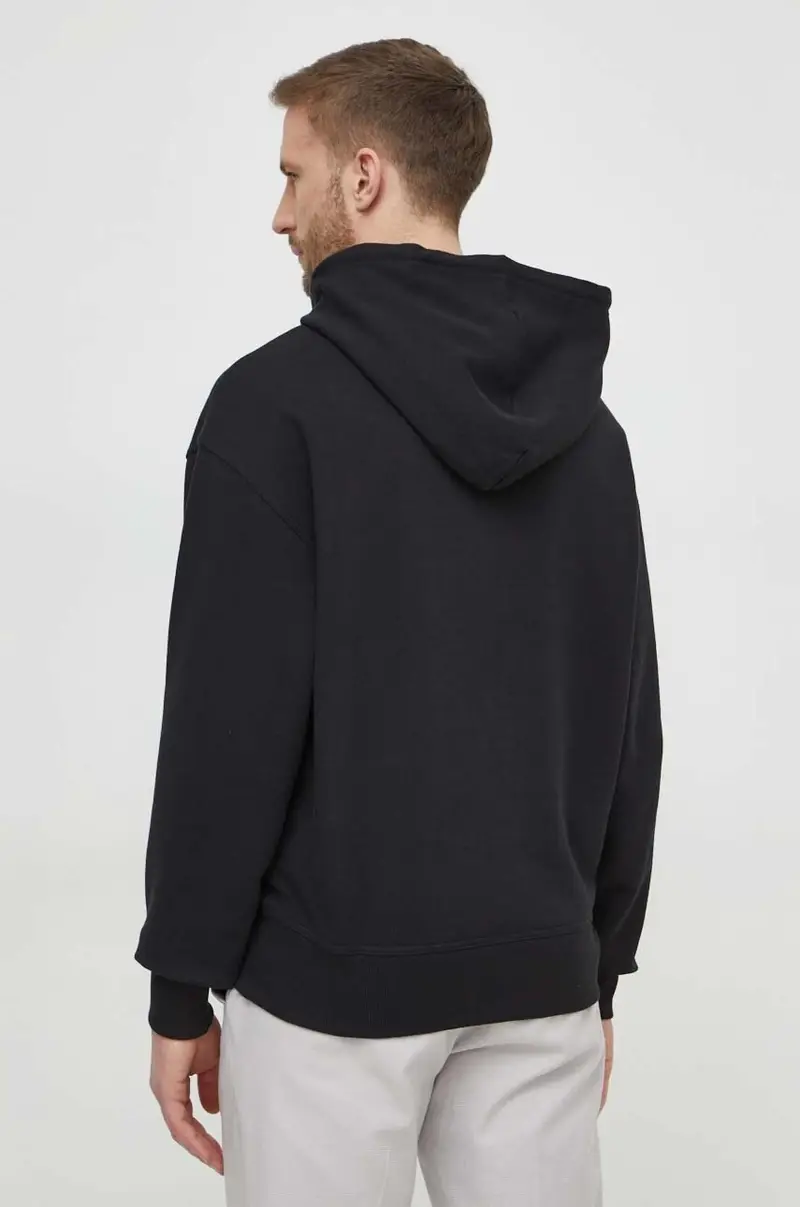 felpa in cotone uomo colore nero con cappuccio miniatura 3