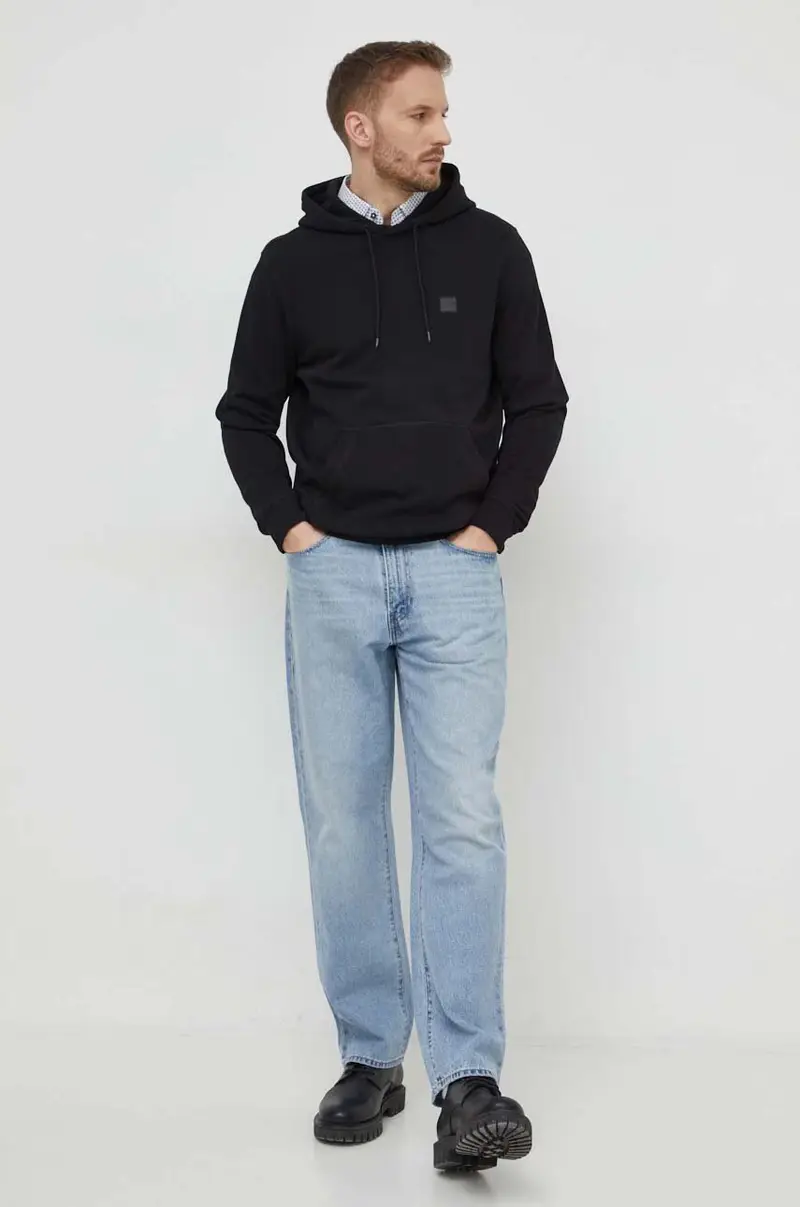 felpa in cotone uomo colore nero con cappuccio 50509314 miniatura 2