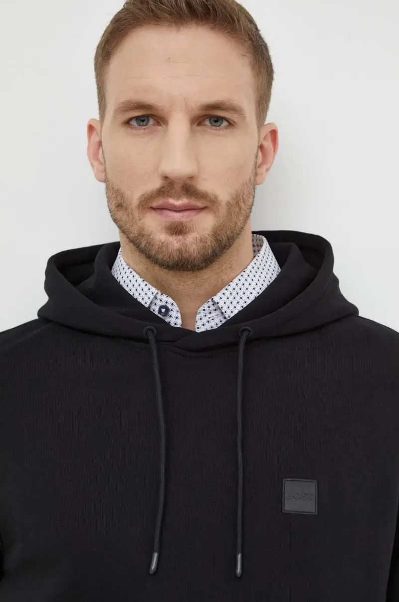 felpa in cotone uomo colore nero con cappuccio 50509314