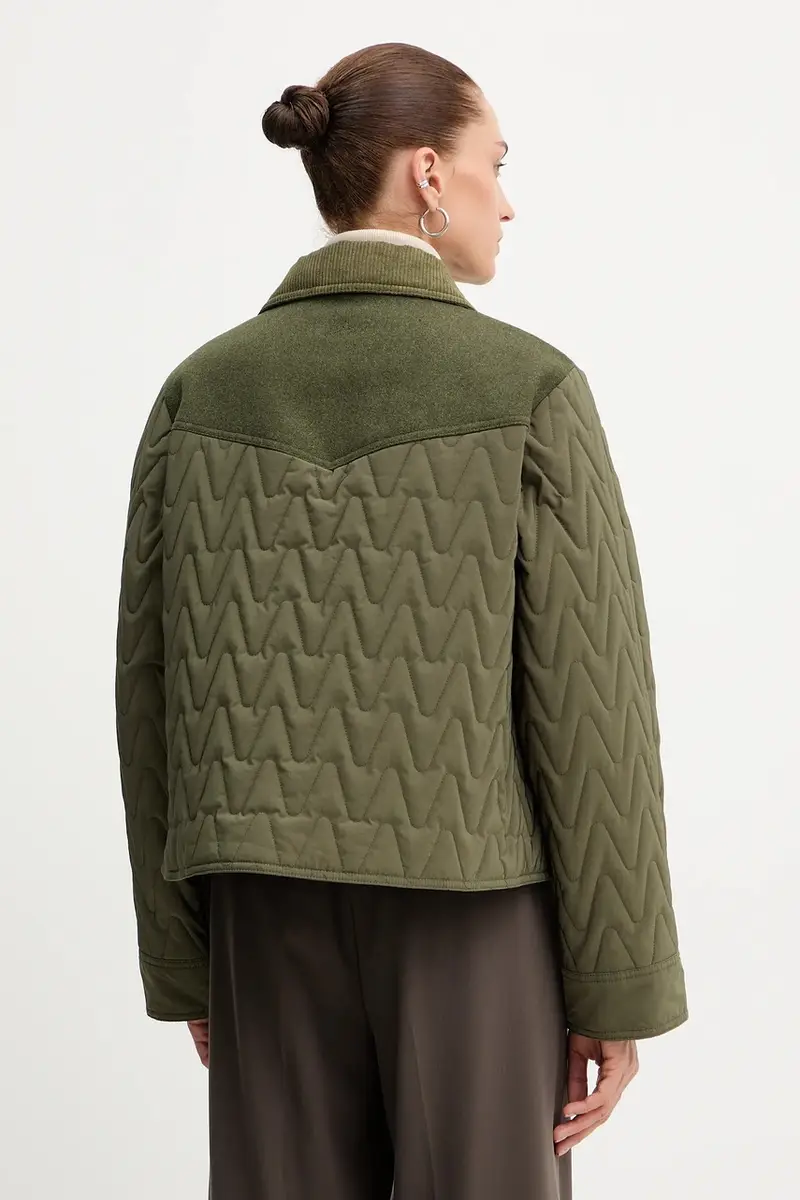 giacca con lana colore verde 50547326 miniatura 4