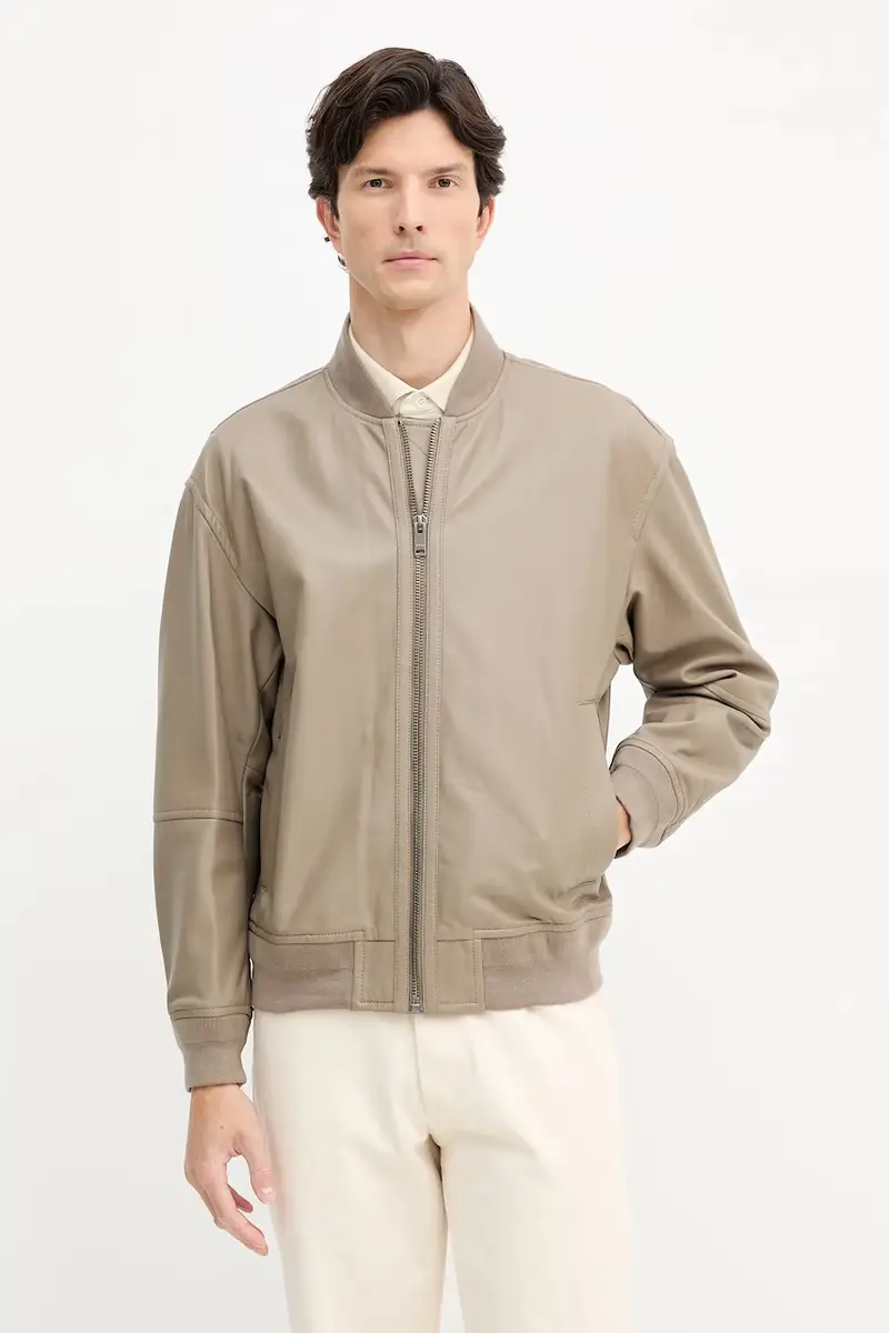 giacca in pelle stile bomber colore beige 50547545