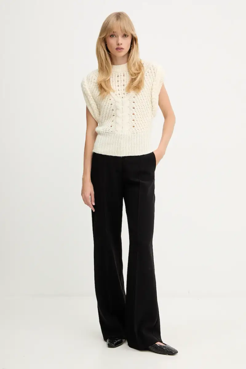 gilet con lana colore beige 50549310 miniatura 2