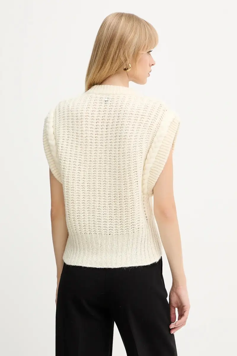 gilet con lana colore beige 50549310 miniatura 3