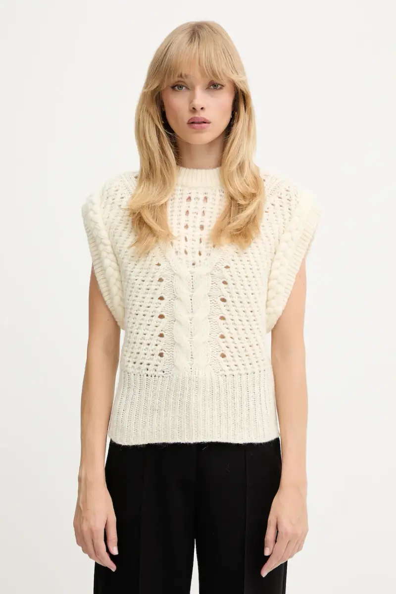 gilet con lana colore beige 50549310