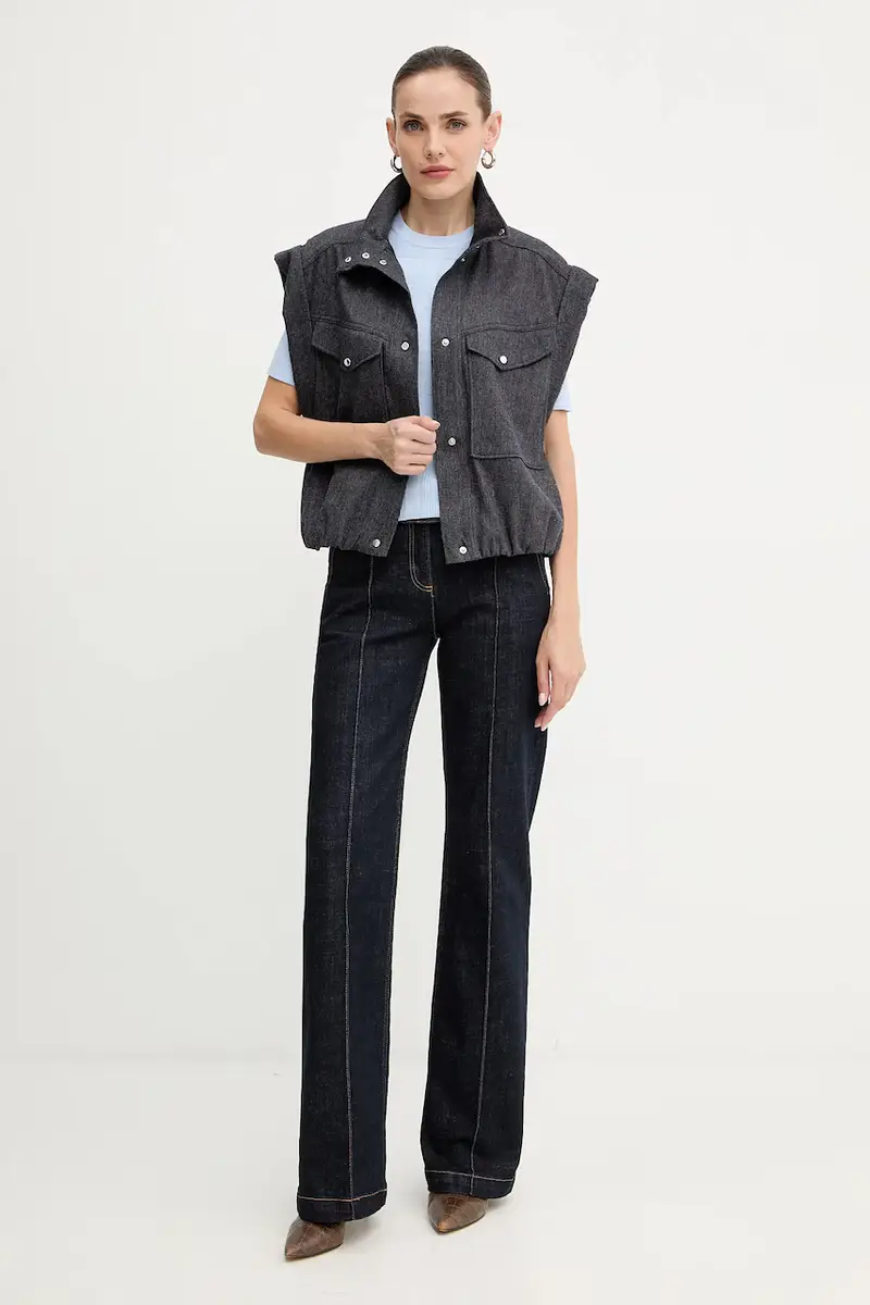 gilet con lana colore blu navy 50547683 miniatura 2