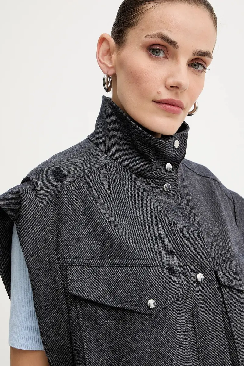 gilet con lana colore blu navy 50547683 miniatura 4