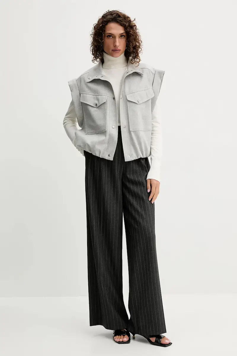 gilet con lana colore grigio 50547683 miniatura 2