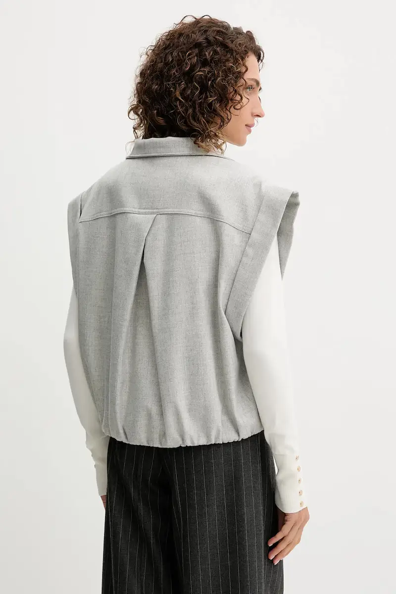 gilet con lana colore grigio 50547683 miniatura 3