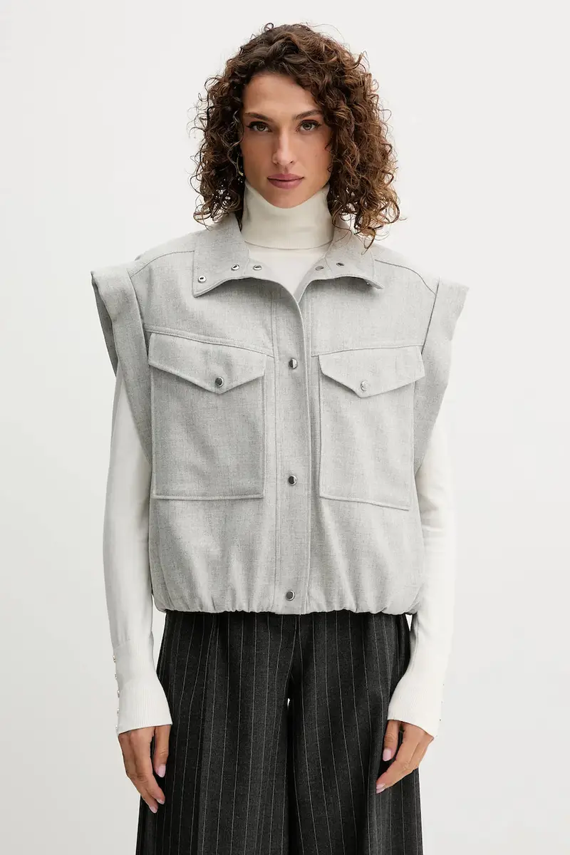gilet con lana colore grigio 50547683