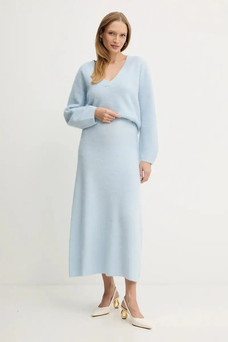 gonna con aggiunta di lana colore blu 50548955 miniatura 2