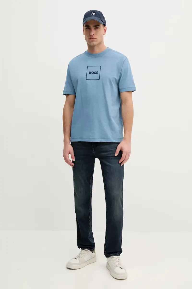 maglietta con aggiunta di lino uomo colore blu 50536729 miniatura 2