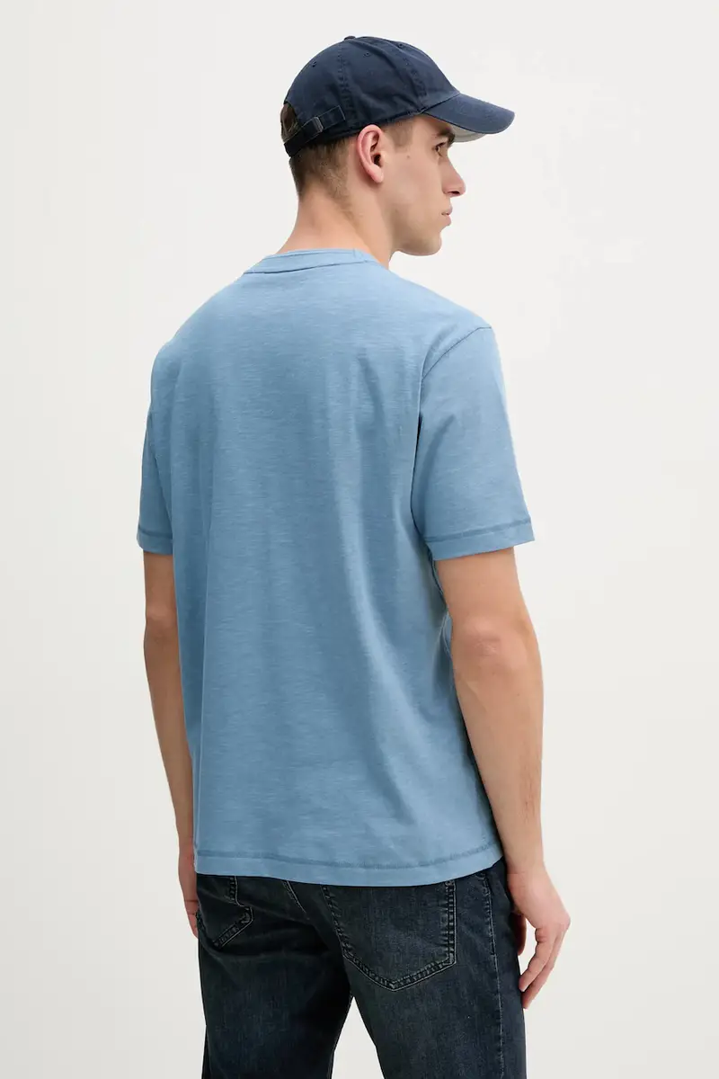 maglietta con aggiunta di lino uomo colore blu 50536729 miniatura 3