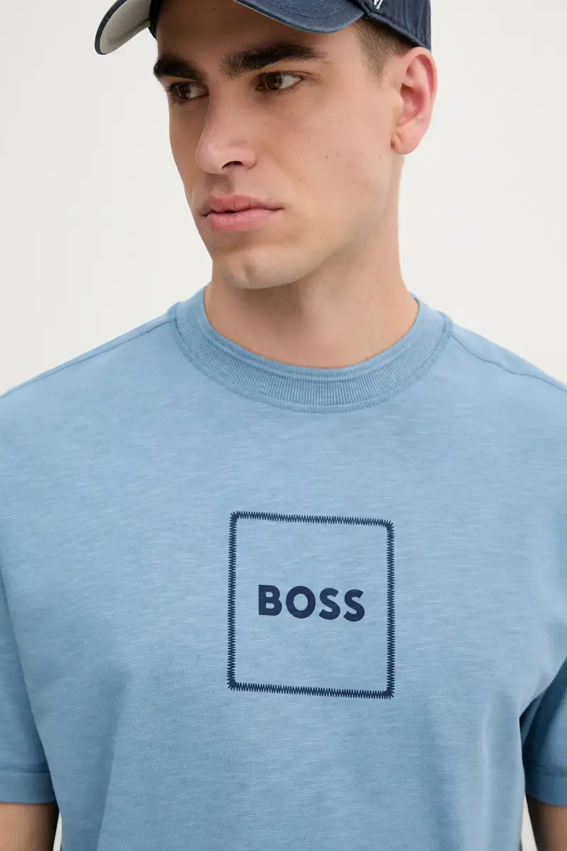 maglietta con aggiunta di lino uomo colore blu 50536729 miniatura 4