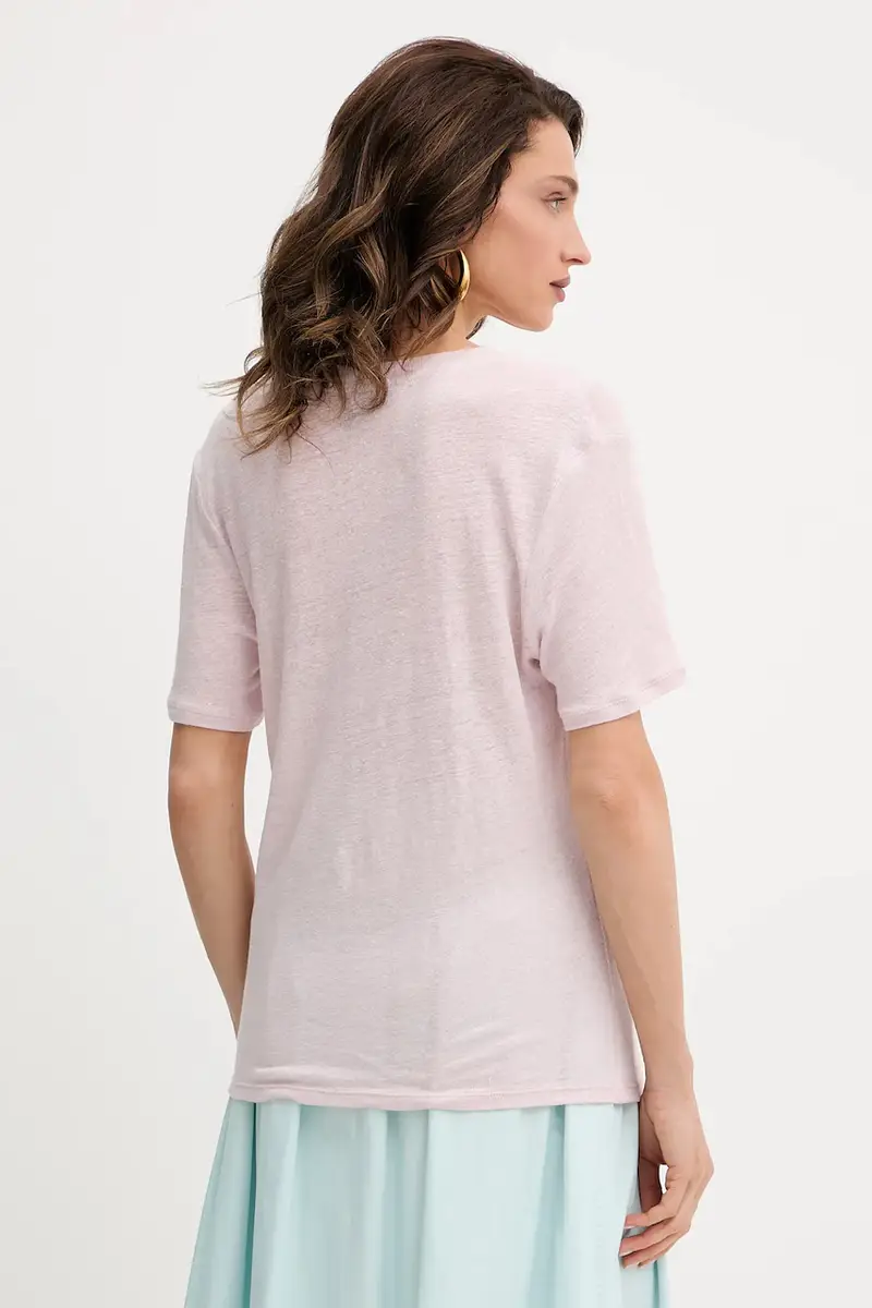 maglietta in lino donna colore beige 50538645 Rosa miniatura 3