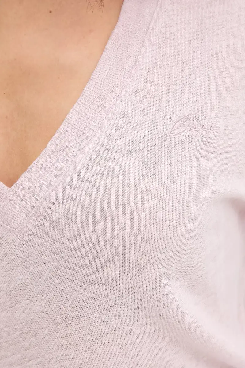 maglietta in lino donna colore beige 50538645 Rosa miniatura 5