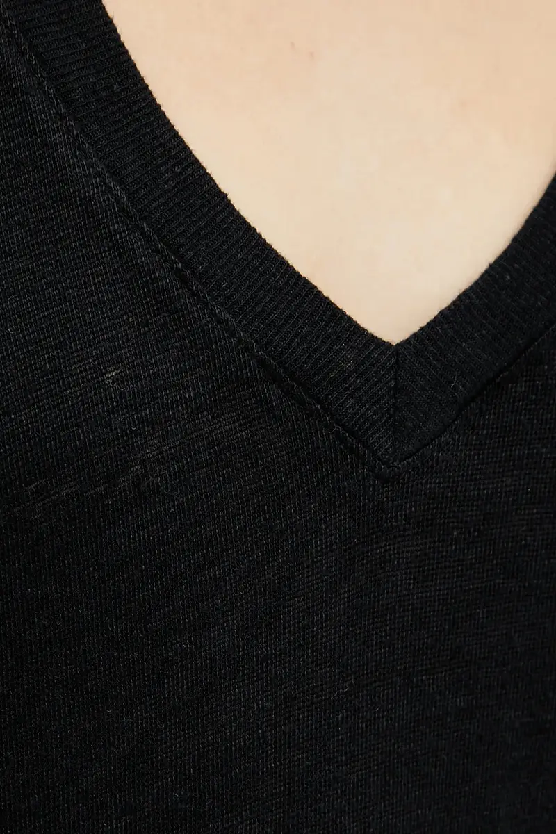 maglietta in lino donna colore nero 50538645 miniatura 5