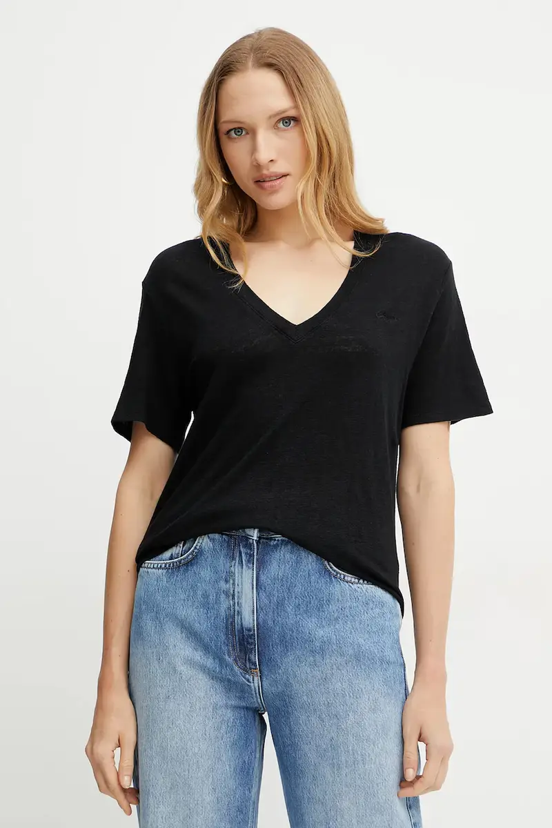 maglietta in lino donna colore nero 50538645