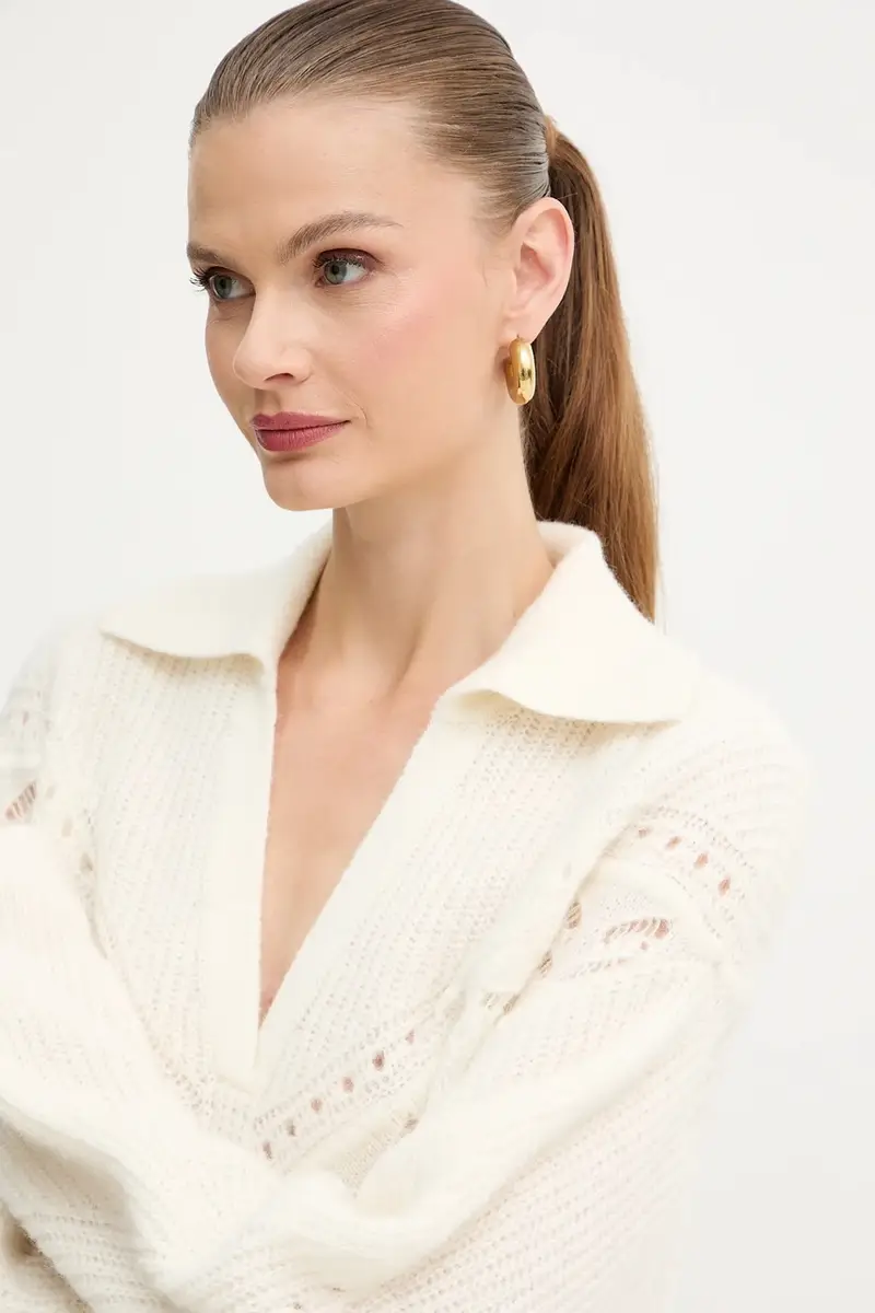 maglione con lana colore beige 50548948 miniatura 4