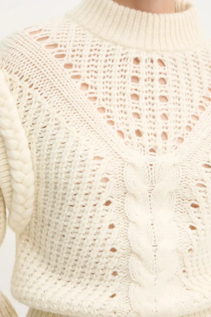 maglione con lana colore beige 50548951 miniatura 4