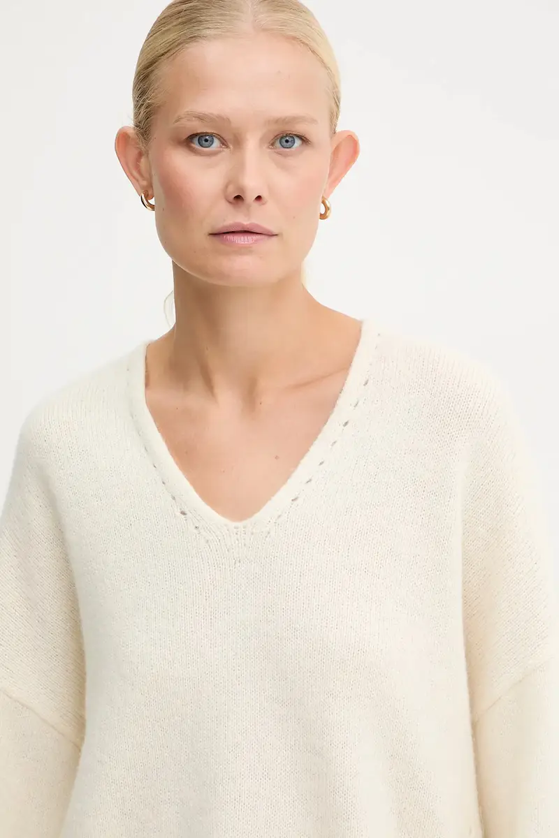 maglione con lana colore bianco 50550464 Beige miniatura 4