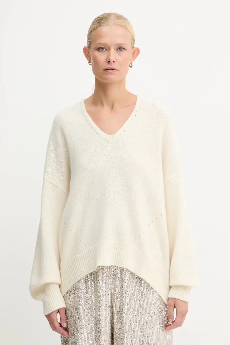 maglione con lana colore bianco 50550464 Beige