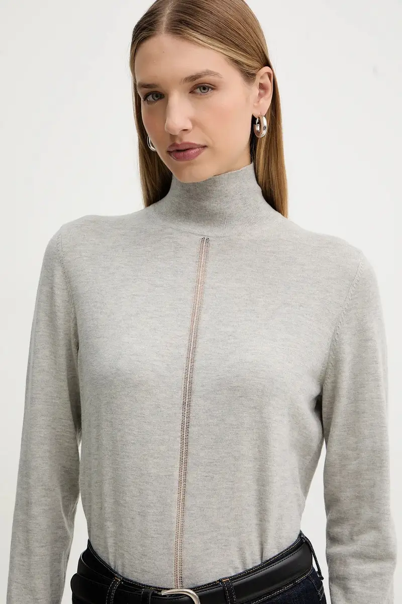 maglione con lana colore grigio 50551356 miniatura 4