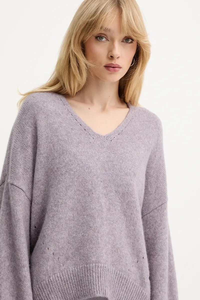 maglione con lana colore violetto 50550464 miniatura 4