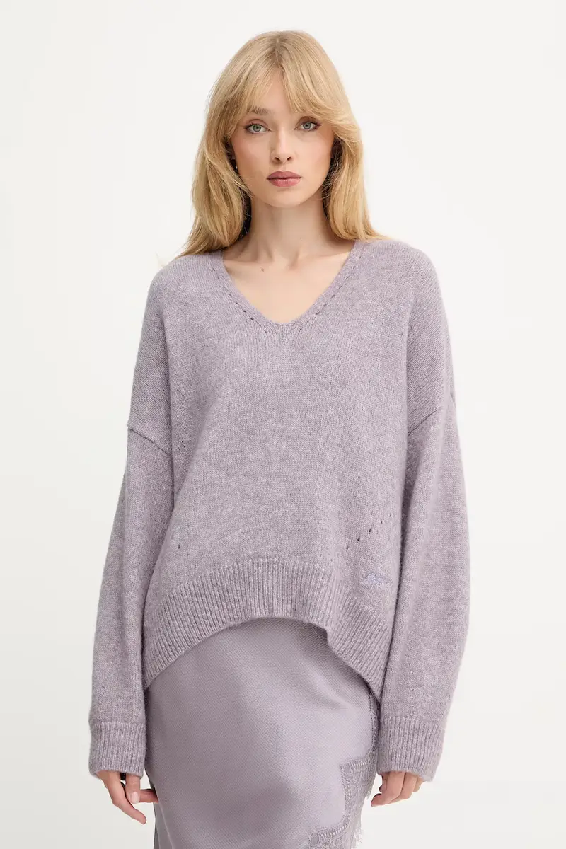 maglione con lana colore violetto 50550464