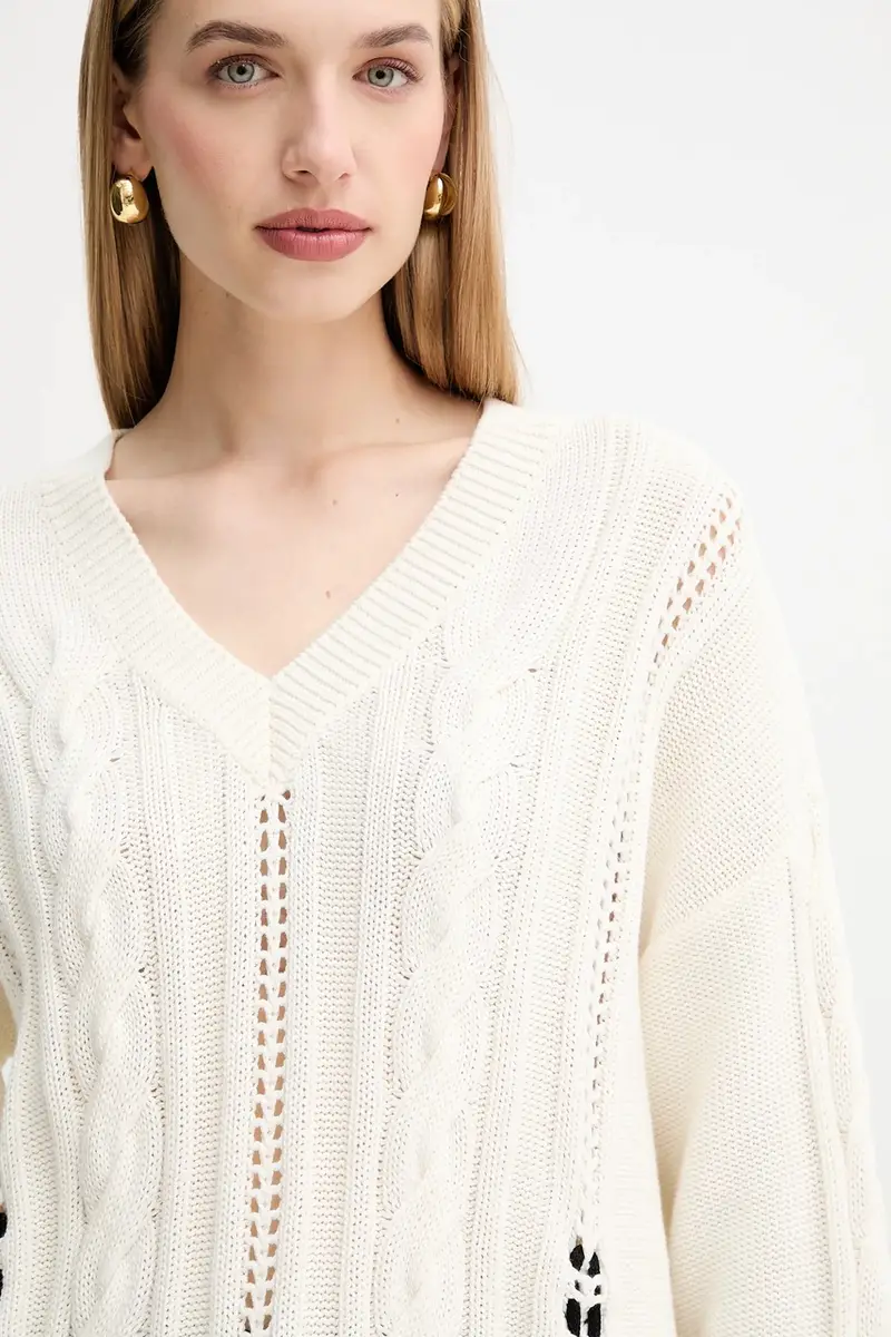 maglione in cotone donna colore beige 50545875 miniatura 4