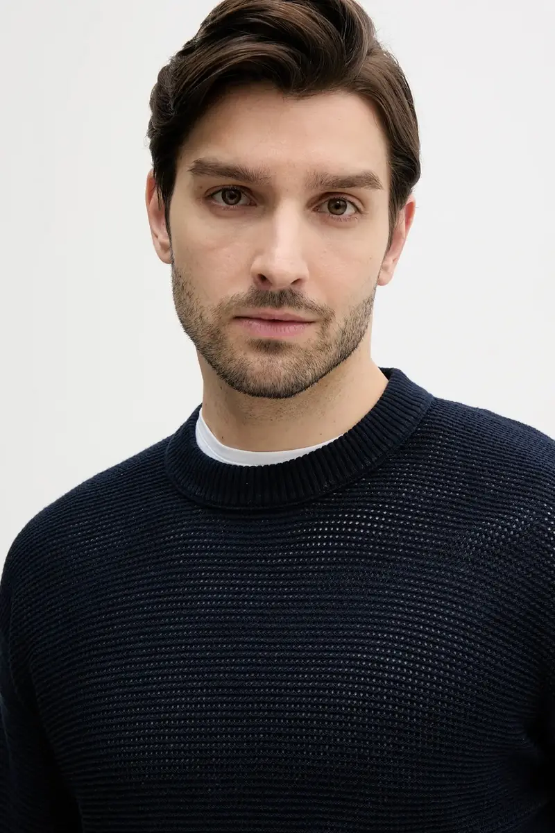 maglione in cotone uomo colore blu navy 50538290 miniatura 4