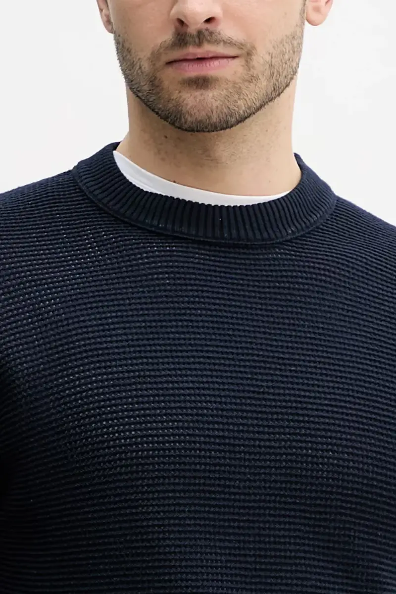 maglione in cotone uomo colore blu navy 50538290 miniatura 5