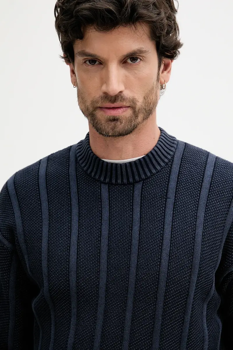 maglione in cotone uomo colore blu navy 50543690 miniatura 4