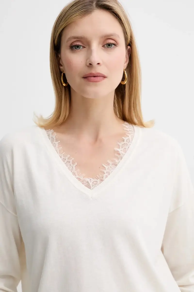 maglione in lana donna colore beige 50551357 miniatura 4