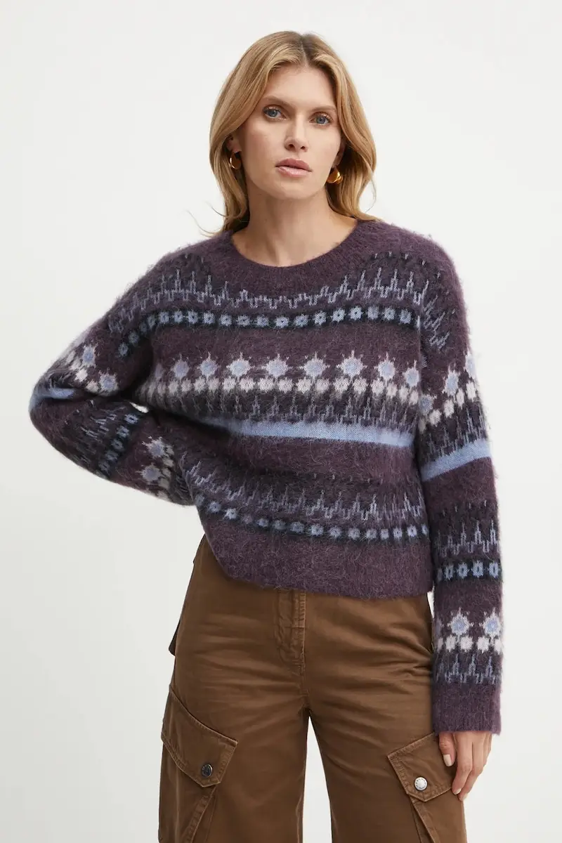 maglione in misto lana donna colore violetto 50525157