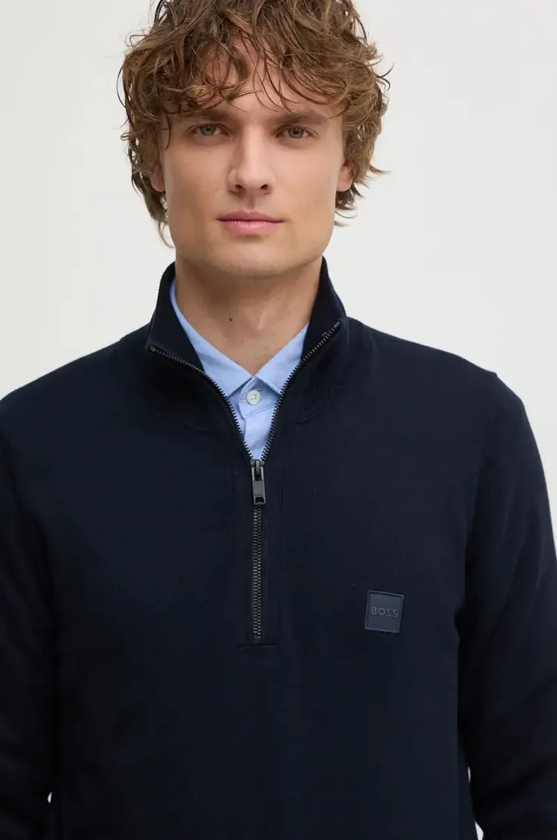 maglione in misto lana uomo colore beige 50527585 Blu navy miniatura 4