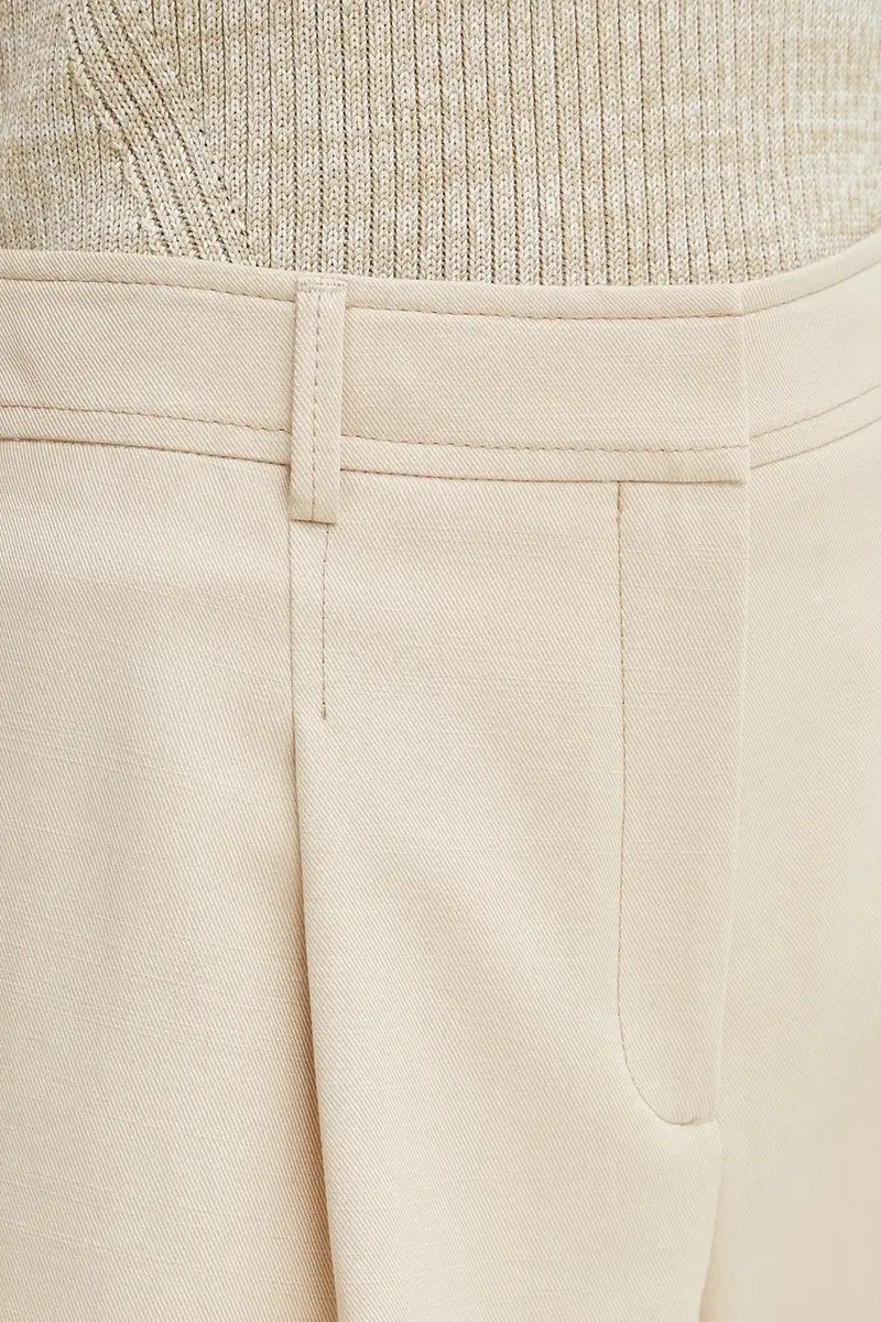 pantaloncini in lino misto donna colore beige 50546217 miniatura 4