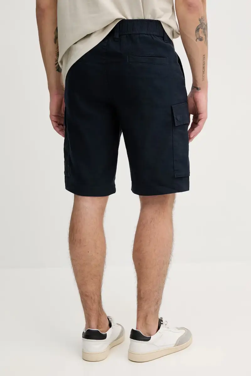 pantaloncini in lino uomo colore blu navy 50536888 miniatura 3