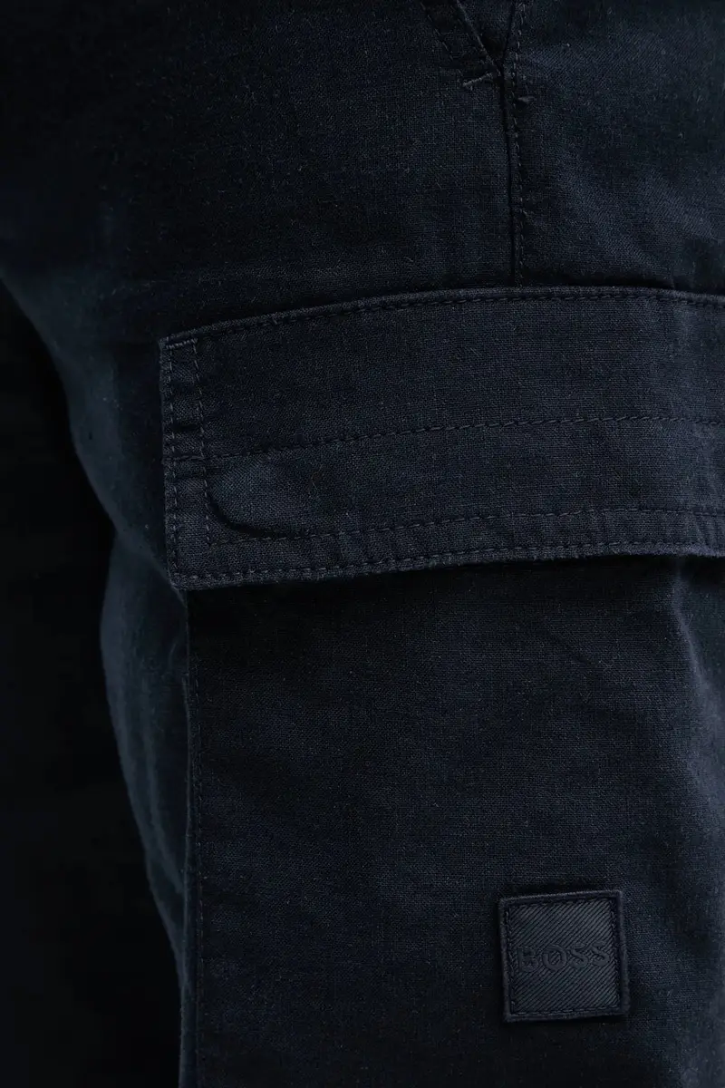 pantaloncini in lino uomo colore blu navy 50536888 miniatura 4