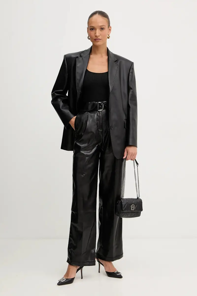 Boss Orange Boss arancione Pantaloni dritti neri in pelle miniatura 2