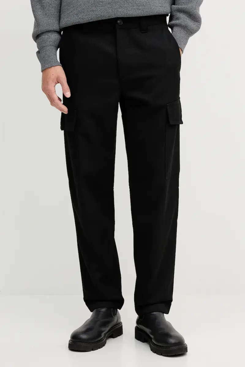 pantaloni con lana colore nero 50553971