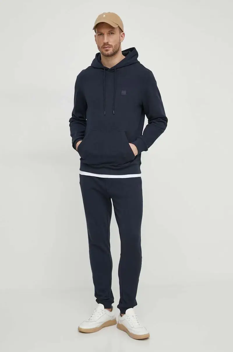 pantaloni da jogging in cotone colore blu Blu navy miniatura 2