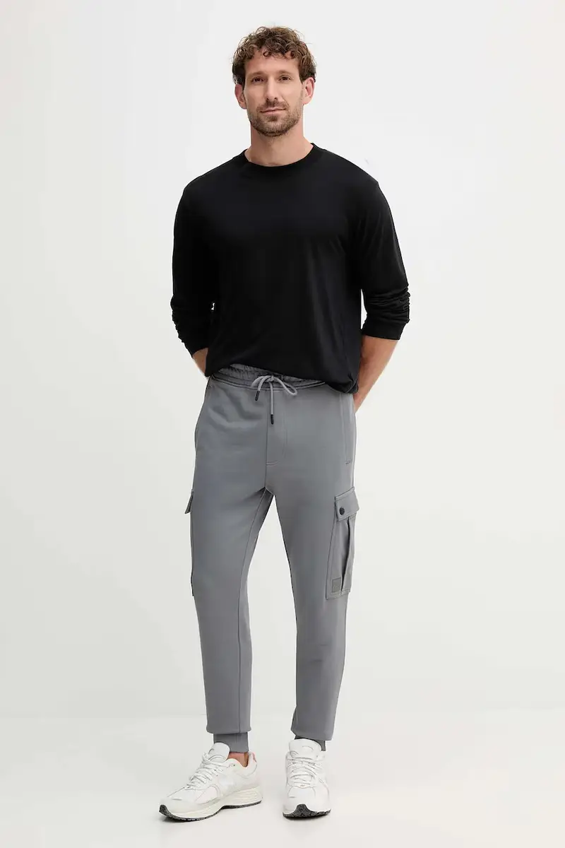 pantaloni tuta di cotone uomo colore grigio 50542917 miniatura 2