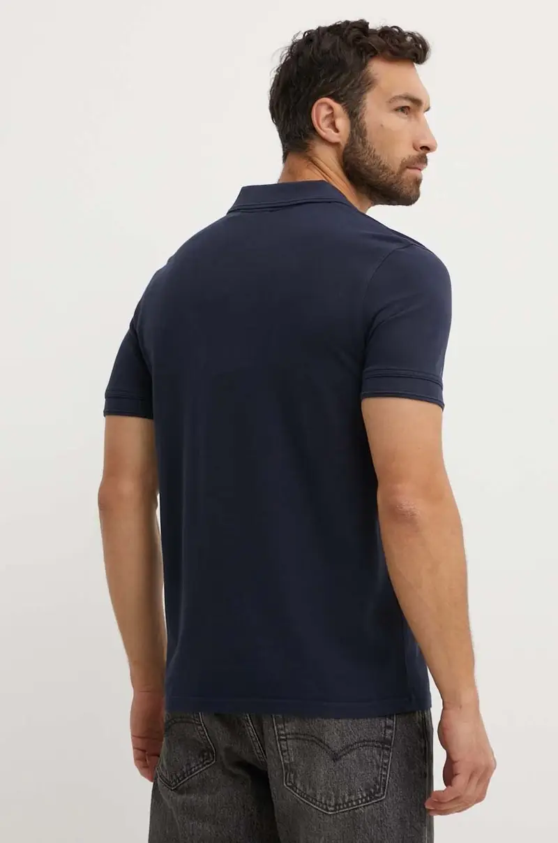 polo in cotone colore blu navy 50507813 miniatura 2