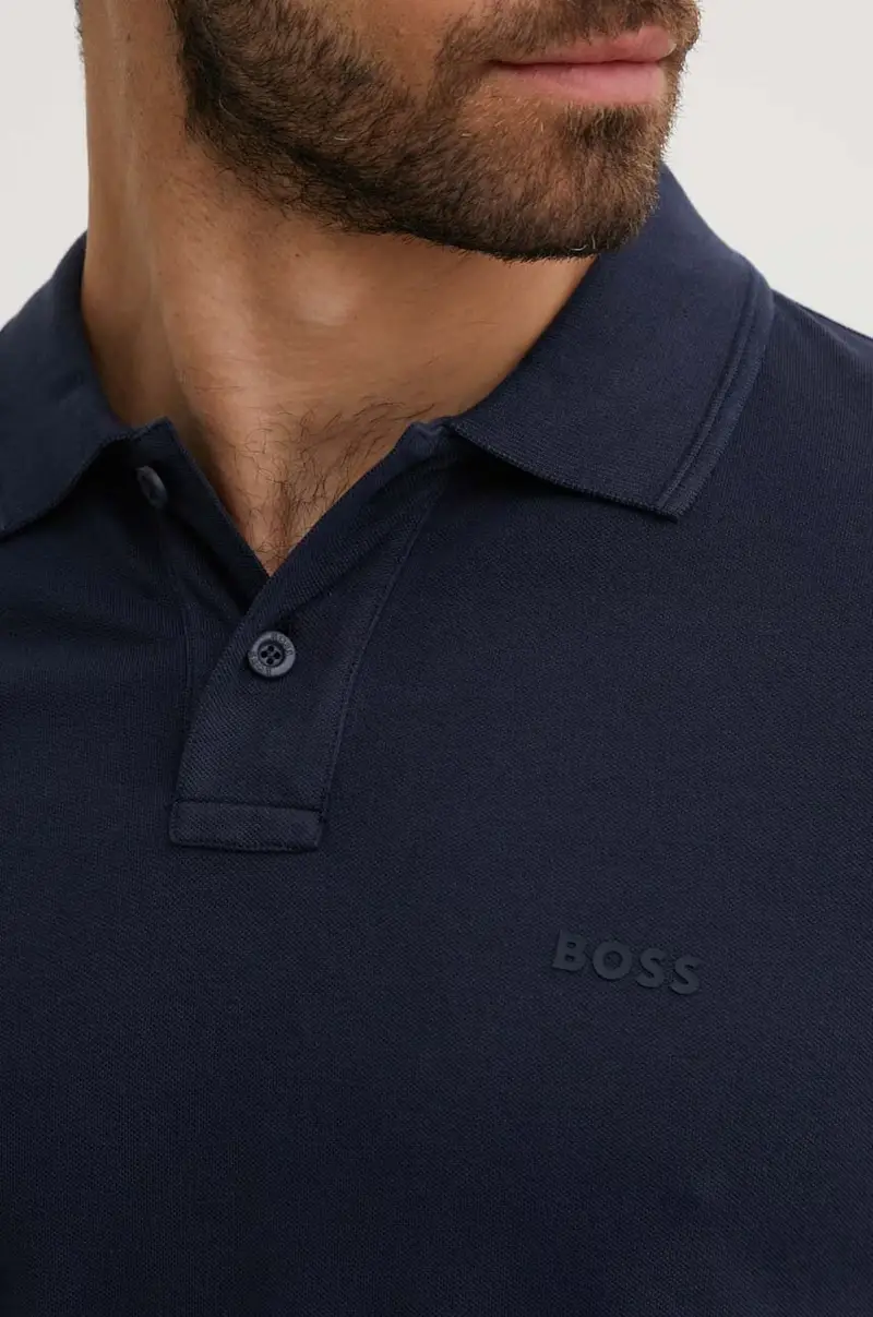 polo in cotone colore blu navy 50507813 miniatura 4