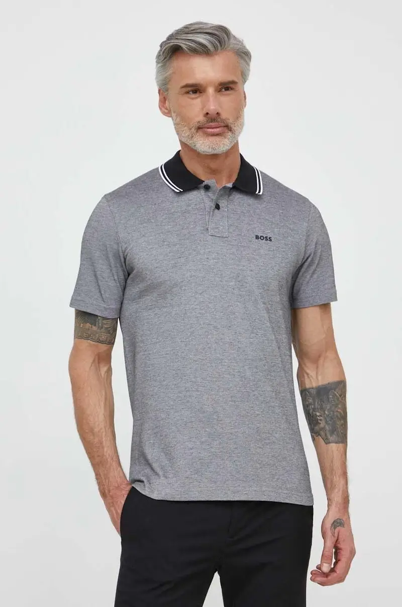 polo in cotone colore nero Grigio