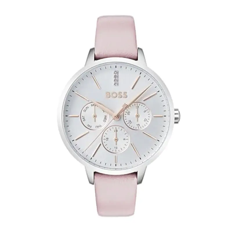BOSS Orologio Analogico Multifunzione al Quarzo da Donna Collezione SYMPHONY con Cinturino in Pelle Rosa