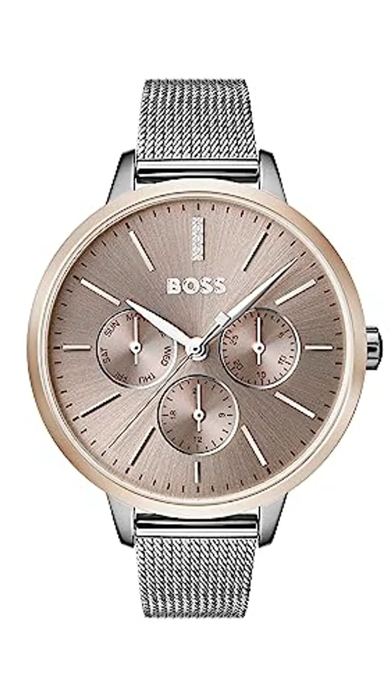 BOSS Orologio Analogico Multifunzione al Quarzo da Donna Collezione SYMPHONY LE con Cinturino in Acciaio Inossidabile
