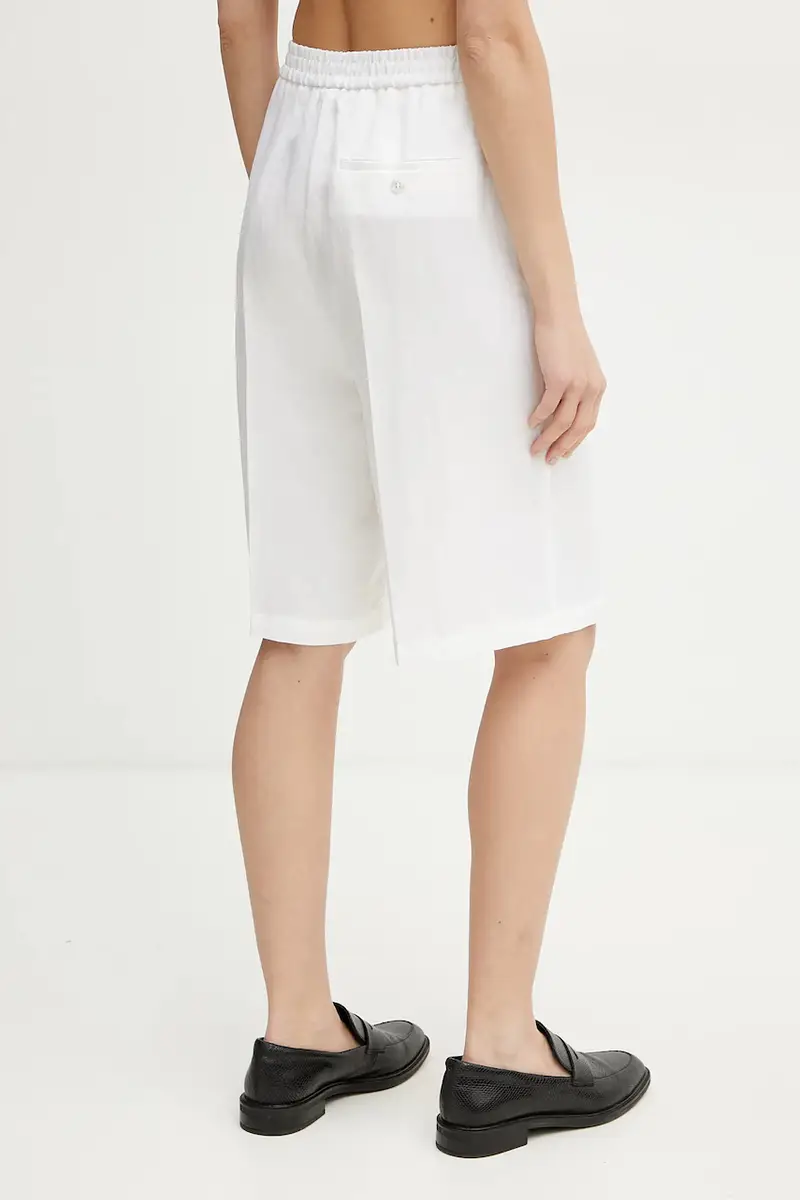 pantaloncini in lino misto donna colore bianco 50537403 miniatura 3