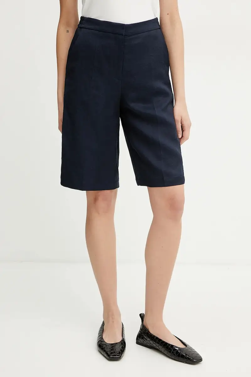 pantaloncini in lino misto donna colore blu navy 50537403