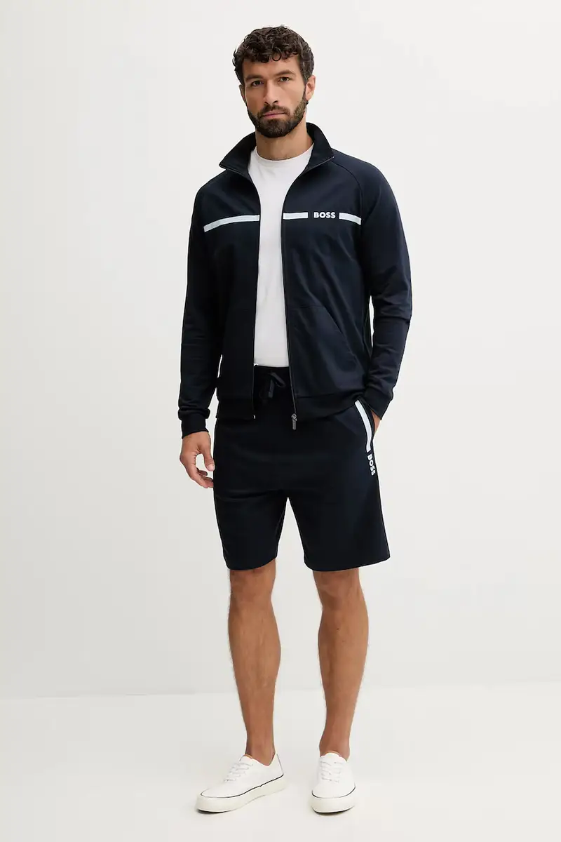 pantaloncini lounge in cotone uomo colore blu navy 50545560 miniatura 2